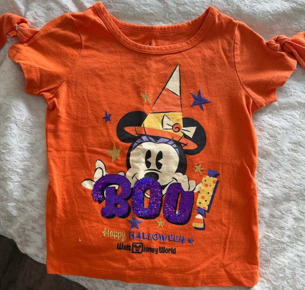 Disney Minnie Mouse Halloween Boo Size XXS Orange T-Shirt